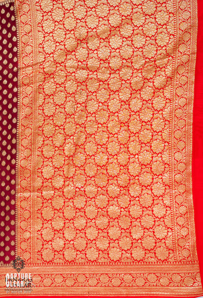 Banarasi Handloom Pure Khaddi Georgette silk saree Buti design weaved at Neem za