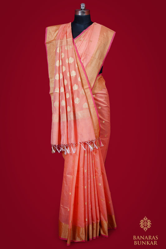 Banarasi Handwoven cotton silk saree allover Buti Weaved at gold zari