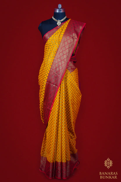 Banarasi Semi Georgette silk saree cashew Nut Buti with skirt Border