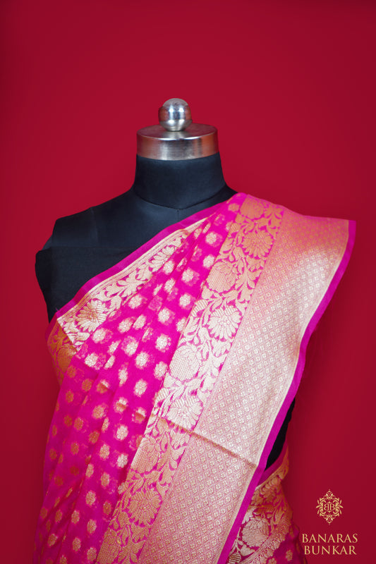 Banarasi semi Georgette silk saree with iskat Border