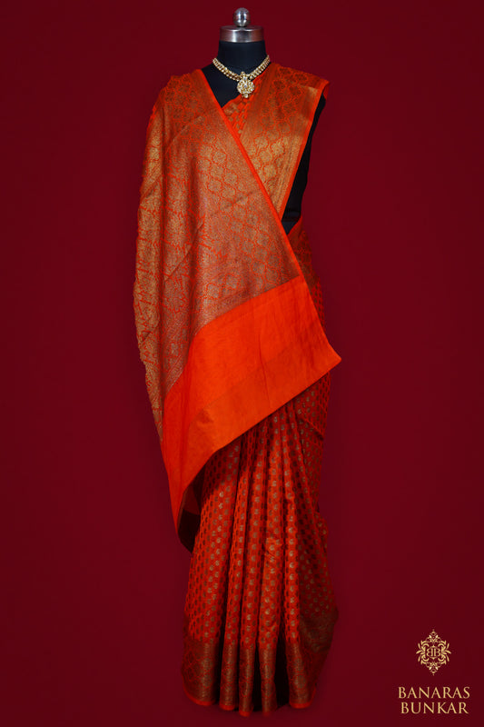 Banarasi Georgette silk saree cashew Nut Buti with skirt Border