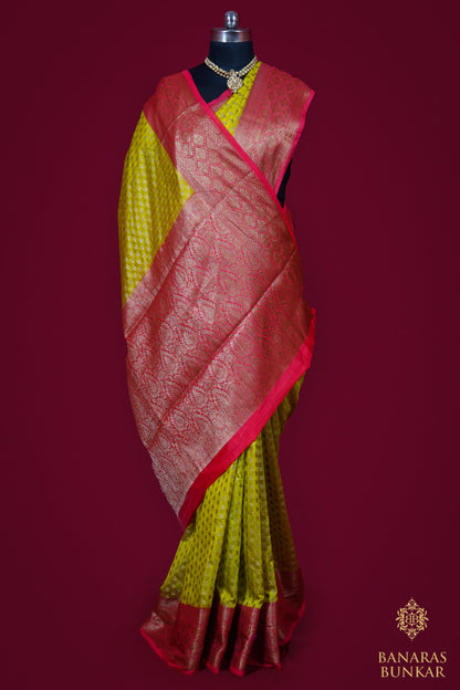 Banarasi Georgette silk saree cashew Nut Buti with skirt Border