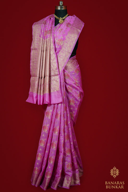 Banarasi Georgette silk saree cashew Nut Buti with skirt Border