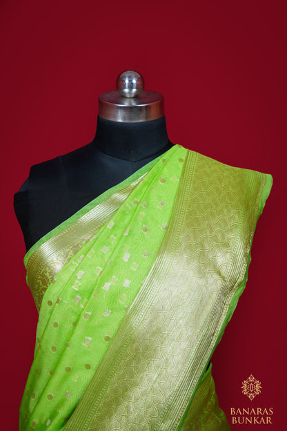 Banarasi semi Georgette silk saree With Buti pattern