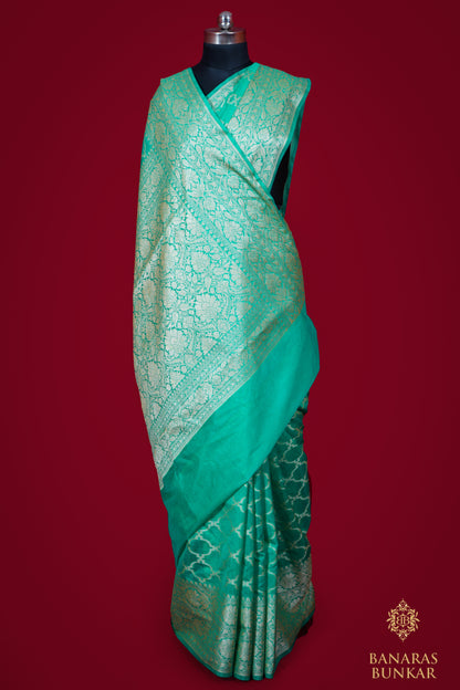 Banarasi Semi Georgette silk saree chunar jaali pattern