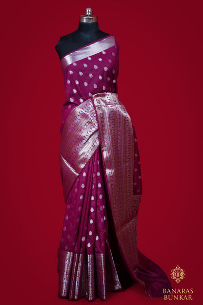 Banarasi Semi Georgette silk saree With Buti Pattern