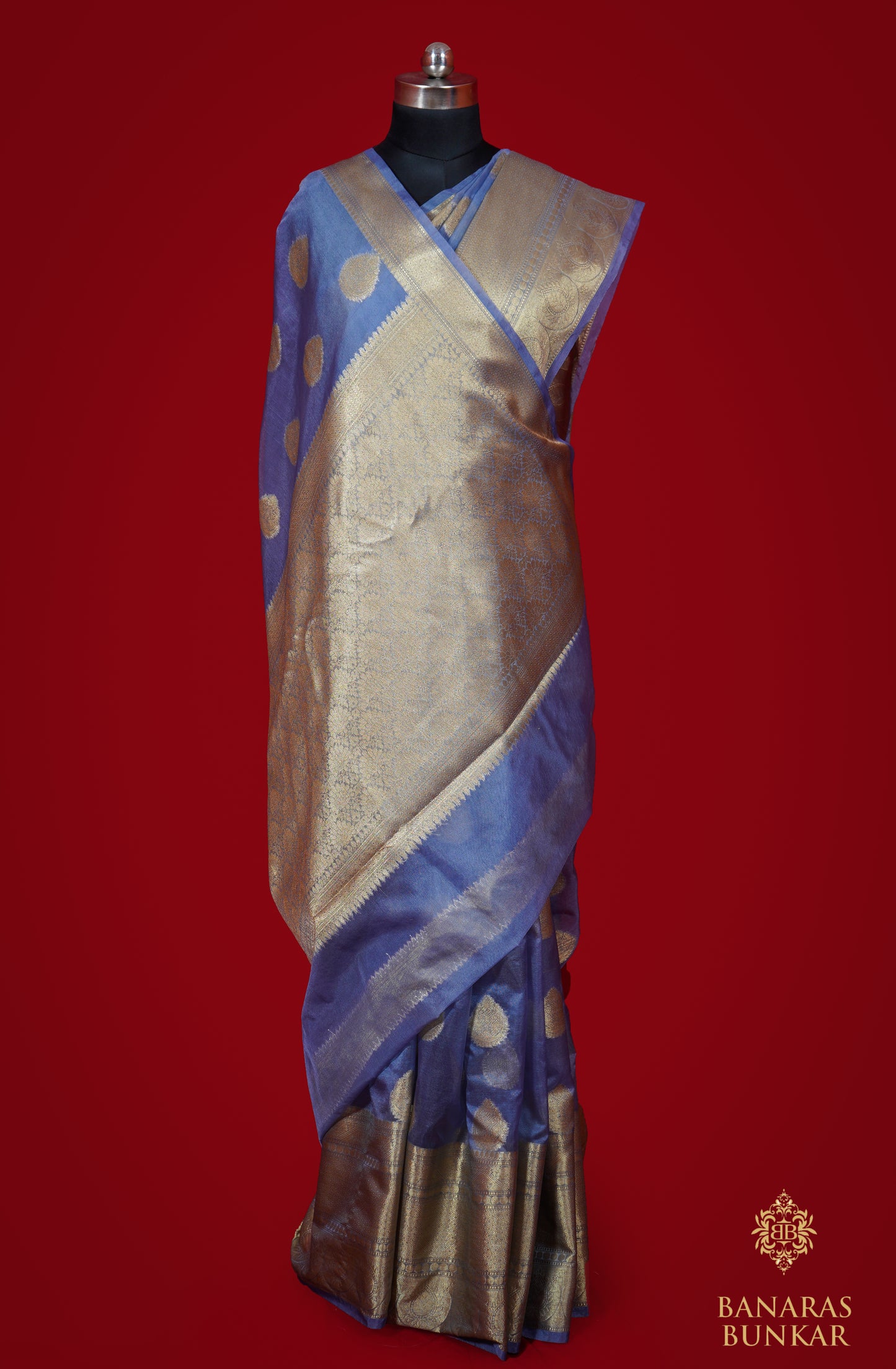 Banarasi Kora Semi Organza Silk saree Buta with skirt border pattern