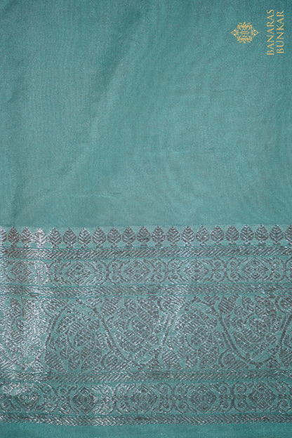 Banarasi Premium Georgette Katan silk saree Buti Pattern weaved at silver zari