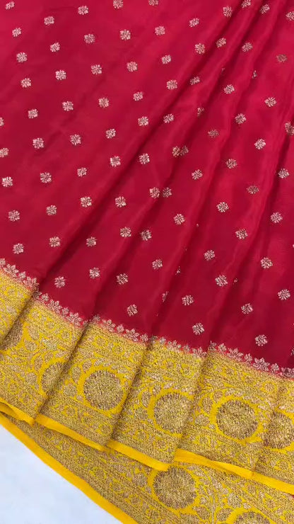 Banarasi handloom pure khaddi crepe Georgette saree