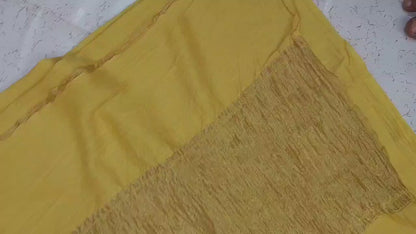 Banarasi Pure Moonga silk saree with crush pallu- yellow