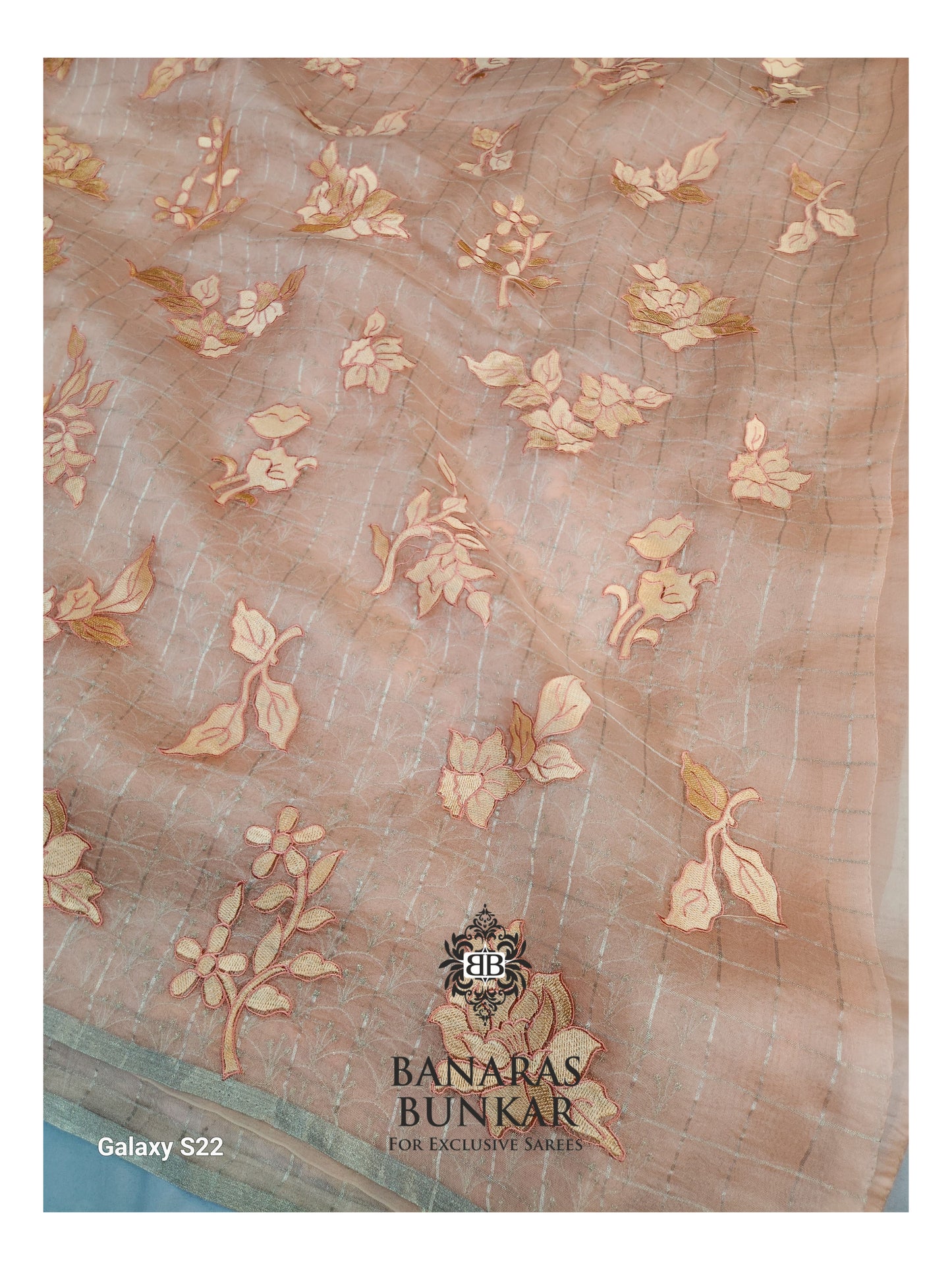 Banarasi Pure Chikankari Organza Silk Saree with Allover Floral Buta Resham Embroidery